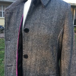 Herringbone Tweed Coat L